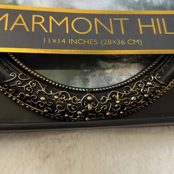 Marmont Hill Witch on Broom Framed Art HALLOWEEN Decor Black Gold 11x14